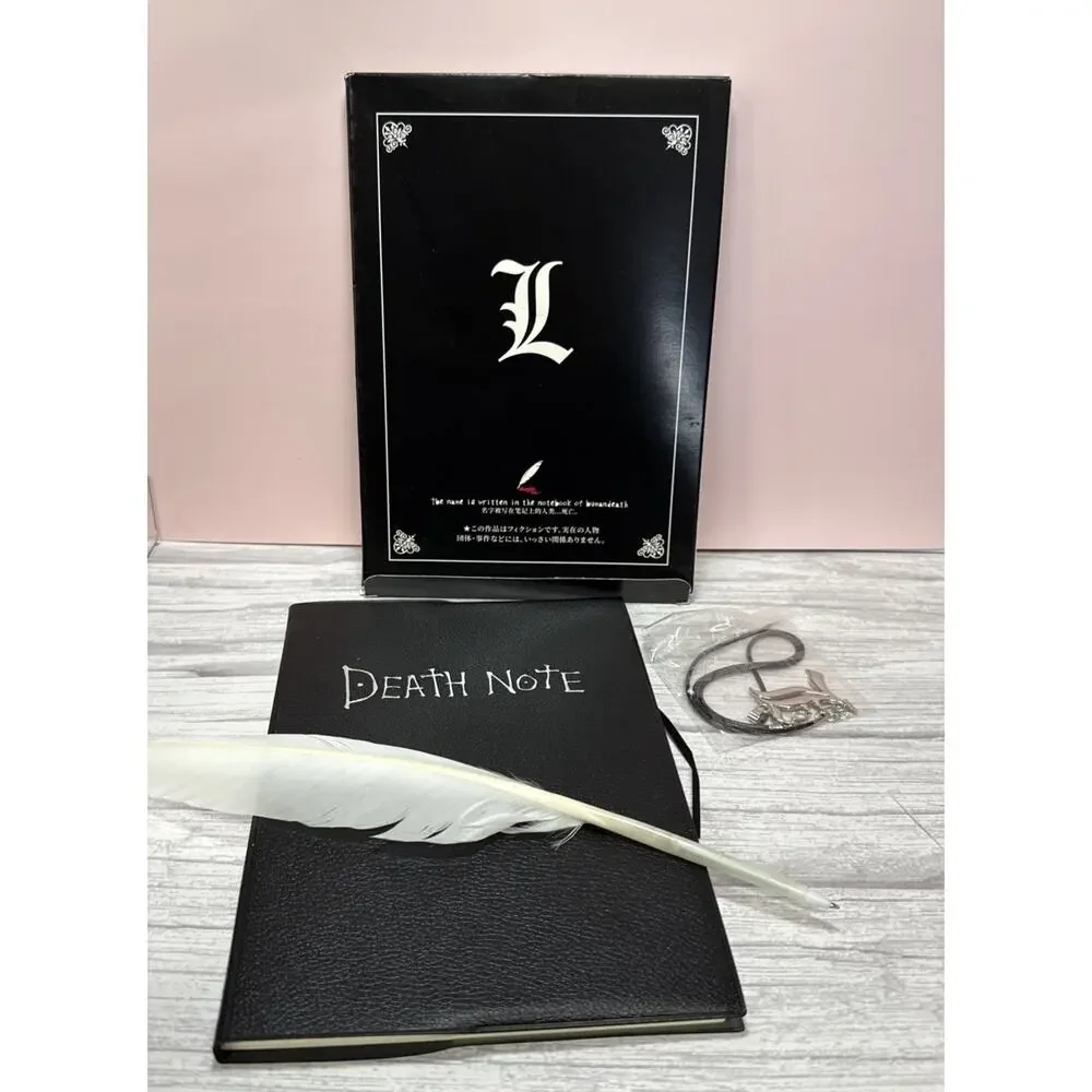 Anime Death Note Cosplay Notebook with Feather Pen, Necklace